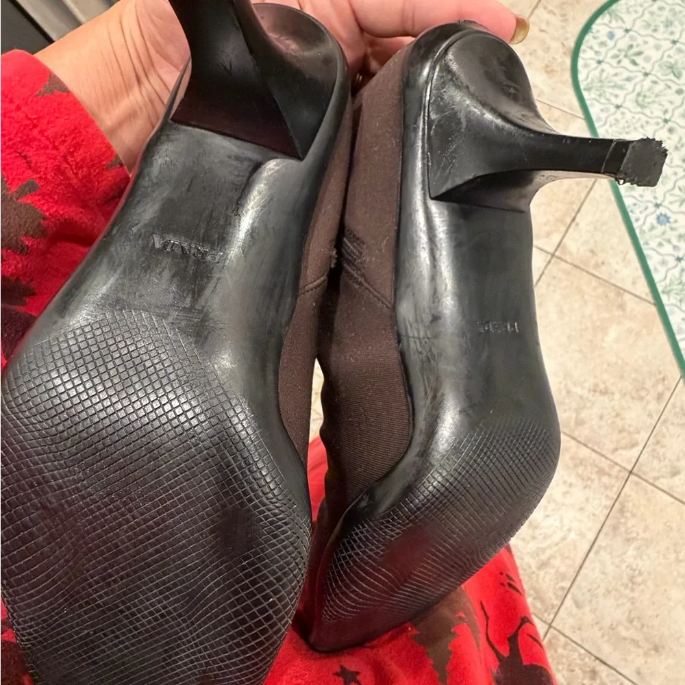 Elegant Prada  Black Women's Ankle Boots size 40/9.5 brown - Picture 7 of 11